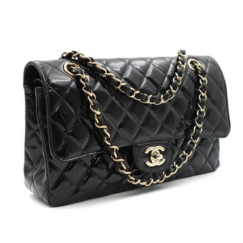 chanel black patent leather bag|Chanel patent leather backpack.